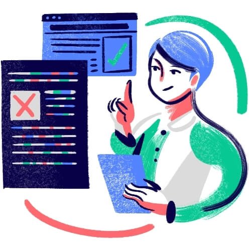 Illustration of a website review process, representing service-based and ecommerce websites built with clear structure, performance, and long-term growth in mind